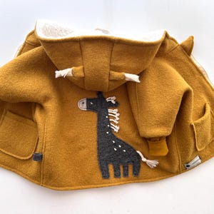 Walk jacket cotton teddy plush | Wool walk virgin wool outdoor jacket 80-134 girls | boys baby | toddler mustard little giraffe handmade