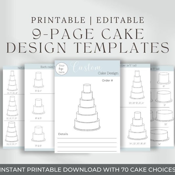 Cake design templates, SVG cake drawings, Canva editable cakes, cake templates