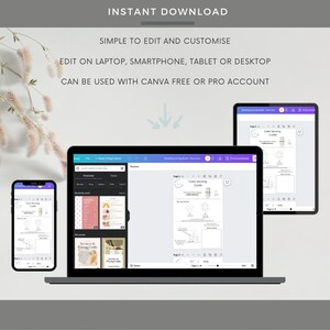 May include: A digital mockup showing a laptop, smartphone, and tablet displaying a printable cake serving guide. The guide is titled "Cake Serving Guide" and includes a grid with different cake sizes and corresponding serving numbers. The text "Instant Download" is displayed at the top of the image.