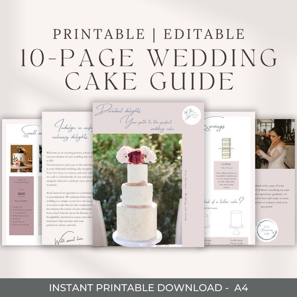 Client price guide, Wedding cake guide, Editable price list, Wedding guide PDF, Canva template, cake price list