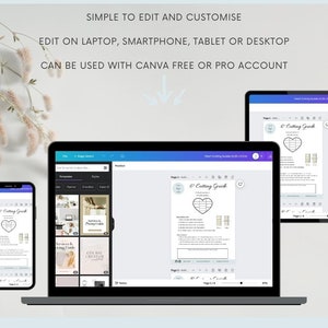 May include: A screenshot showing a Canva design template for a 6 Cutting Guide on a laptop, smartphone, and tablet. The template is a printable guide for cutting a heart shape into six equal pieces. The text on the template reads "6 Cutting Guide".