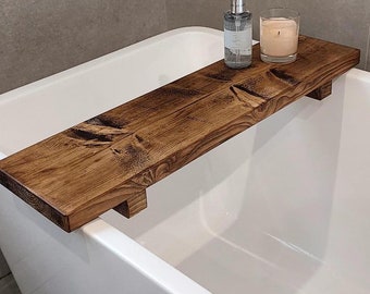Handcrafted Reclaimed Wood Bath Caddy: Rustic Bath Shelf