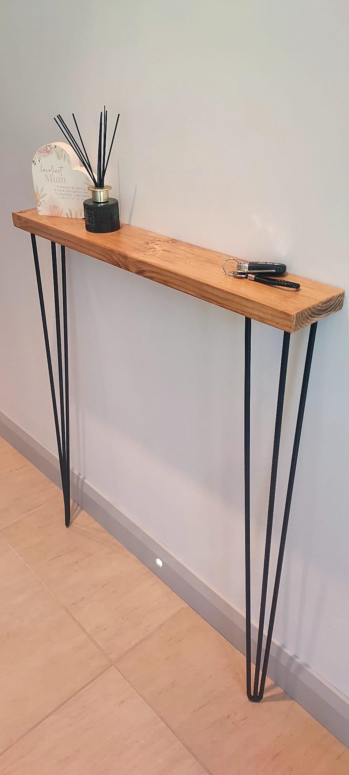 Rustic Shallow Table Rustic Narrow Console Table With Black Hairpin Legs - Etsy