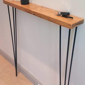 Narrow Rustic Console table with black 3 pin hairpin legs, hallway table, radiator cover, radiator table, Narrow hall table, Narrow cover.