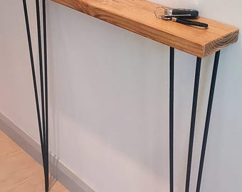 Rustic Narrow Console Table with Black Hairpin Legs