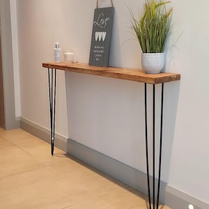 Rustic Console table with black 3 pin hairpin legs, hallway table, radiator cover, radiator table