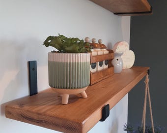 Rustic Style Solid Wood Shelf with Black Steel Brackets, Stunning, Handmade
