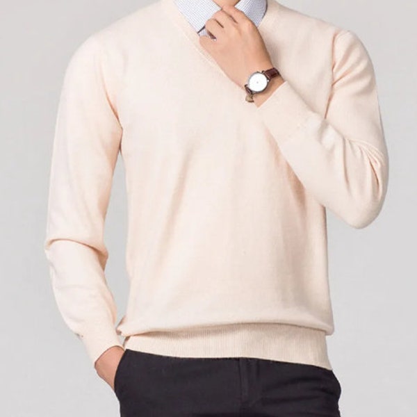 Men's Sweaters V-neck Pullovers Cashmere  Knitwear High Quality Jumpers Clothes