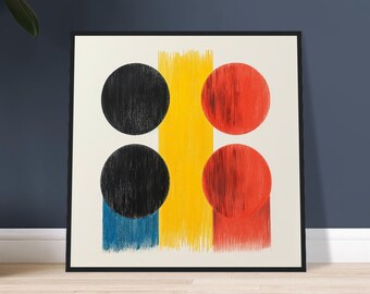 Abstrakter minimalistischer Druck N°186 GERAHMT Druck | Buntes zeitgenössisches Wand-Dekor-Hängen | Galerie Kunstwerk Housewarming Geschenk Mid-Century