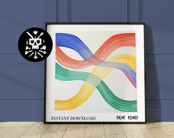 Abstrakte minimalistische Wandkunst N°6 DIGITAL DOWNLOAD | Buntes zeitgenössisches Wanddekor-hängendes Kunstwerk Housewarming Geschenk Mid-Century Modern