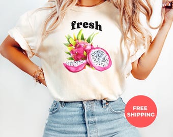 Comfort Colors Fresh Dragon Fruit Fruit Shirt, Exotic Tropical Summer Vacation Shirt, Summer Time Tee