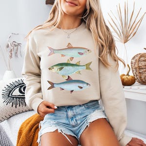 Fisherman Aesthetic Vintage Fish Species Sweatshirt Cute Sea Sweater Fishing Marine Life Gift