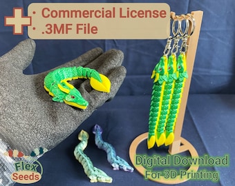 Flexi Mini Leaf Dragon, STL File for 3dPrinting, 3D Printed Toy, Print In Place, Keychain