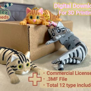 Flexi Tabby Cat STL File: 3D Printing Keychain Fidget Toy