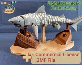 Tiger Shark Mark-2, STL File for 3dPrinting, 3D Printed Toy, Print in Place