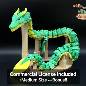 Gelede bladdraakset STL, Flexi Fantasy Dragon 3D-print, commerciële licentie