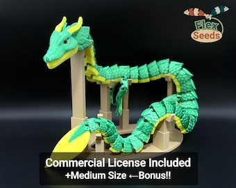 Articulated Leaf Dragon Set STL, Flexi Fantasy Dragon 3D Print File