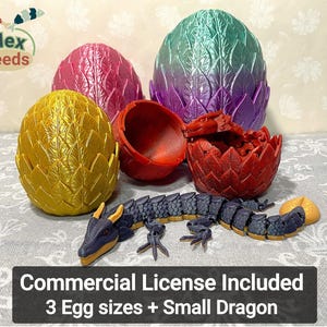 Juego de huevos de hoja real, archivo STL de huevo de dragón, impresión 3D con cierre a presión, huevo de dragón articulado, descarga digital.