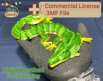 Articulated Leaf Dragon Medium Size STL, Flexi Dragon 3D Print File