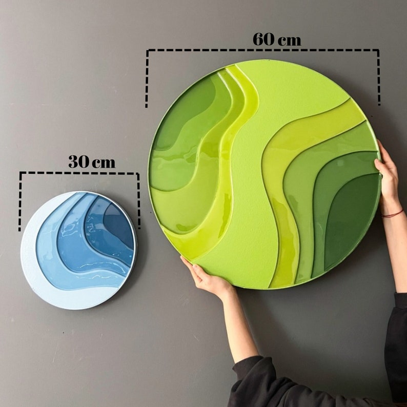 Round Epoxy Resin Wood Artwork, Minimalist Living Room Wall Art, 3D ...