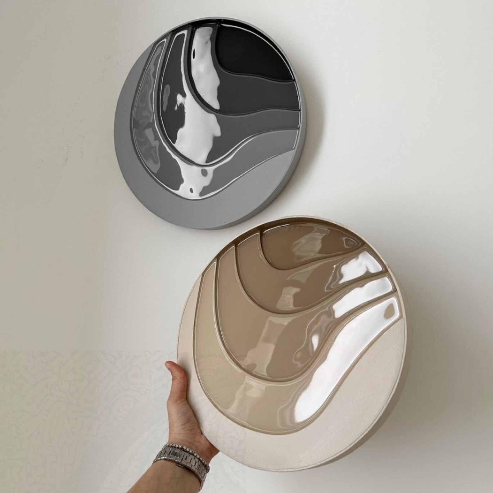 Round Epoxy Resin Wood Artwork, Minimalist Living Room Wall Art, 3D Modern Resin Artwork, Epoxy ...