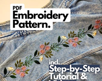 PDF Embroidery Pattern & Tutorial "Flower Jacket" incl. Step-by-Step Instructions (English and German) and Video Tutorials