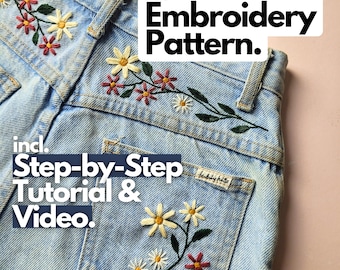 Schema di ricamo in PDF e tutorial per principianti "Flowerpower" con istruzioni dettagliate (in inglese e tedesco) e video tutorial.