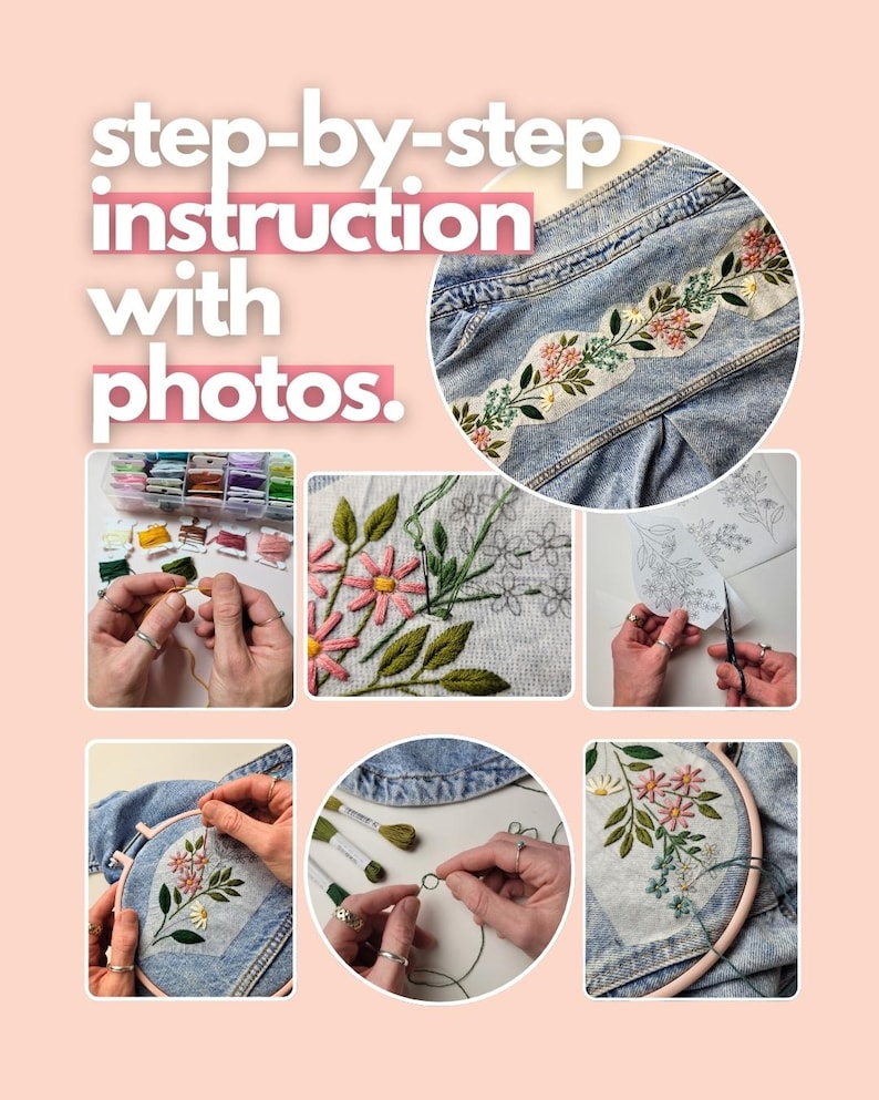 PDF Embroidery Pattern &amp; Tutorial "flower Jacket" Incl. Step-by-step Instructions (english and ...