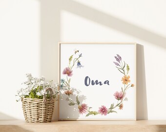 Omas Garten Geburt Blumen mit Enkel Namen, digitaler Download, Geschenk für Schwester, Muttertagsgeschenk