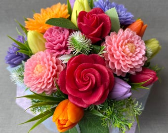 Handmade Soap, Soap Flower Bouquet, Spa Gift for Her, Mother’s Day Gift, Birthday Present, Floral Home Decor, Artificial Flowers Alternative