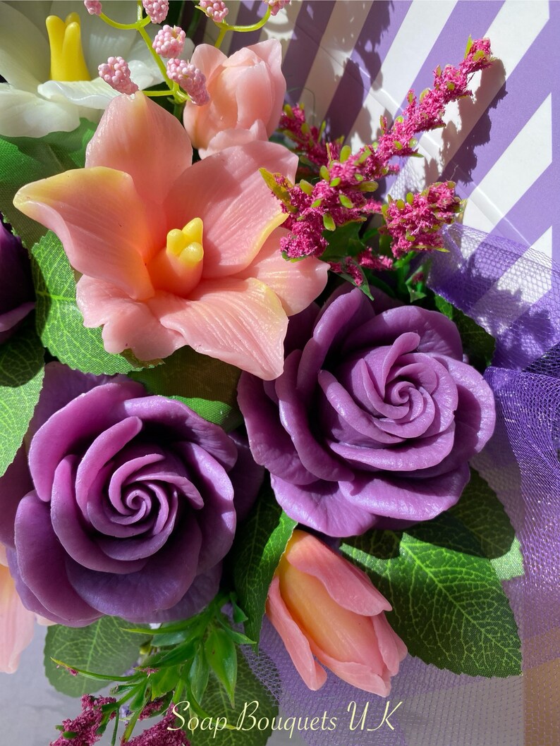 Special Rose and Lily Flower Soap Bouquet | Lilies Soap Flowers ...