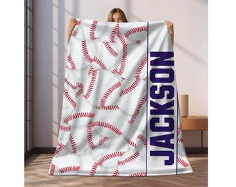 Custom Baseball Blanket, Personalized Kids Blanket, Sports Blanket, Custom Gift, Plush Blanket, Soft Cozy Throw, Personalized Baseball