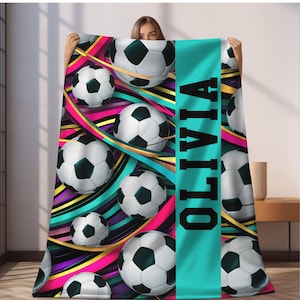 Custom Soccer Blanket, Personalized Kids Blanket, Sports Blanket, Custom Gift, Plush Blanket, Soft Cozy Throw Blanket, Personalized soccer