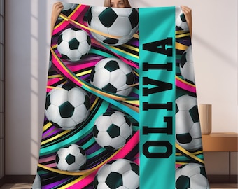 Custom Soccer Blanket, Personalized Kids Blanket, Sports Blanket, Custom Gift, Plush Blanket, Soft Cozy Throw Blanket, Personalized soccer