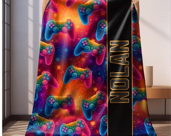 Personalized Gamer Blanket, Custom Gaming Blanket, Video Game Decor, Teen Gaming, Personalized Kids Blanket, Gamer Gift, Personalized Gaming