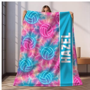 Benutzerdefinierte Beachvolleyball-Decke, personalisierte Kinderdecke, Sportdecke, individuelles Geschenk, Plüschdecke, weicher, gemütlicher Überwurf, personalisierter Beachvolleyball