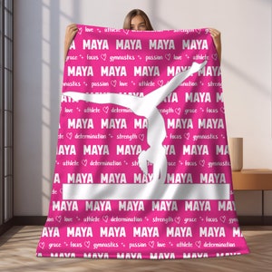 Custom Gymnastics Blanket, Personalized Kids Blanket, Sports Blanket, Custom Gift, Plush Blanket, Soft Cozy Throw, Personalized Gymnast