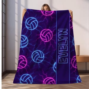 Personalisierte Beachvolleyball-Decke, Benutzerdefinierte Kinderdecke, Sportdecke, individuelles Geschenk, Plüschdecke, weicher, gemütlicher Überwurf, personalisierter Beachvolleyball