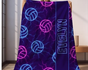Personalized Volleyball Blanket, Custom Kids Blanket, Sports Blanket, Custom Gift, Plush Blanket, Soft Cozy Throw, Personalized Volleyball
