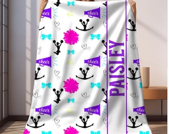 Custom Cheerleader Blanket, Personalized Kids Blanket, Sports Blanket, Custom Gift, Plush Blanket, Soft Throw, Personalized cheerleading