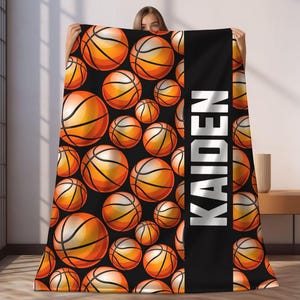 Custom Basketball Blanket, Personalized Kids Blanket, Sports Blanket, Custom Gift, Plush Blanket, Soft Cozy Throw, Personalized Basketball