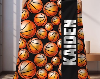 Custom Basketball Blanket, Personalized Kids Blanket, Sports Blanket, Custom Gift, Plush Blanket, Soft Cozy Throw, Personalized Basketball