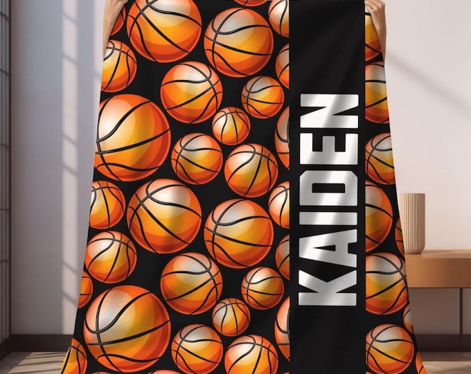 Custom Basketball Blanket, Personalized Kids Blanket, Sports Blanket, Custom Gift, Plush Blanket, Soft Cozy Throw, Personalized Basketball