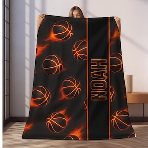 Custom Basketball Blanket, Personalized Kids Blanket, Sports Blanket, Custom Gift, Plush Blanket, Soft Cozy Throw, Personalized Basketball