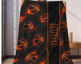 Custom Basketball Blanket, Personalized Kids Blanket, Sports Blanket, Custom Gift, Plush Blanket, Soft Cozy Throw, Personalized Basketball