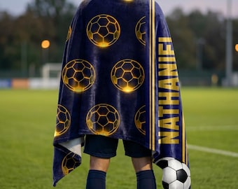 Personalized Soccer Name Blanket, Custom Soccer Player Gift, Boys Sports Throw, Team Gift, Coach Gift, Senior Soccer, Senior Night