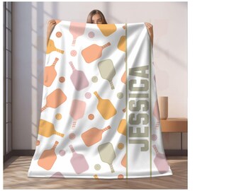 Custom Pickleball Blanket, Personalized Name Blanket, Sports Blanket, Team Gift, Kid Plush Blanket, Soft Cozy Throw, Personalized Baseball