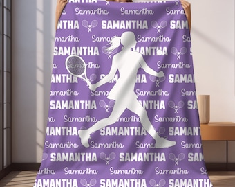 Custom Tennis Blanket, Personalized Kids Blanket, Sports Blanket, Custom Gift, Plush Blanket, Soft Cozy Throw, Personalized Tennis