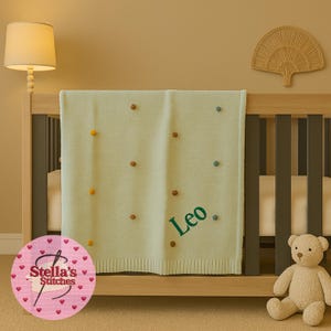 Embroidered baby blanket | Baby name blanket | Customised blanket | Customised baby gift | New baby | Personalised blanket | Bobble blanket