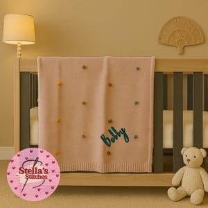 Embroidered baby blanket | Baby name blanket | Customised blanket | Customised baby gift | New baby | Personalised blanket | Bobble blanket